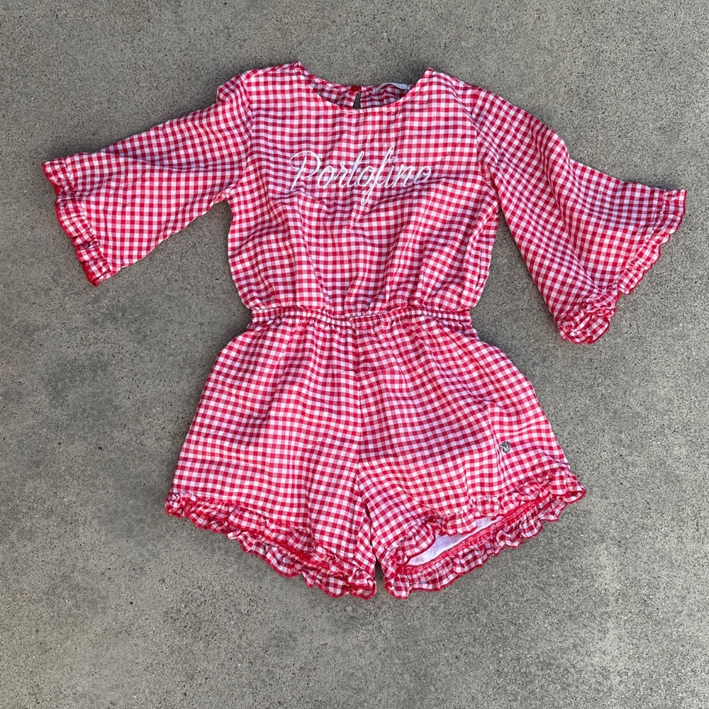 Monnalisa gingham portofino Plaid romper